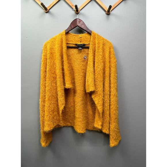 Ashley Stewart open front waterfall cardigan Womens 14/16 Golden fuzzy NEW - Picture 6 of 6